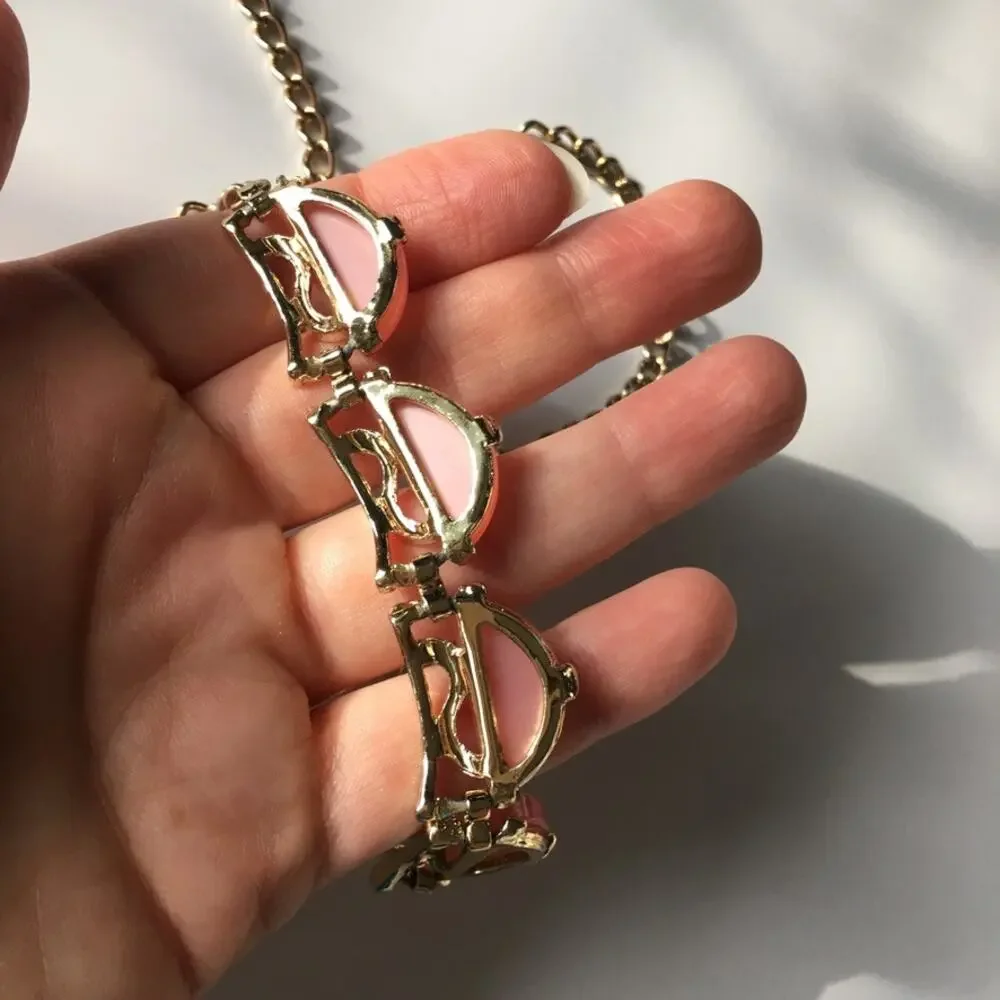 Pink moonstone collar necklace, possibly vintage?